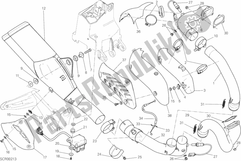 Todas as partes de Sistema De Exaustão do Ducati Monster 821 Thailand 2015